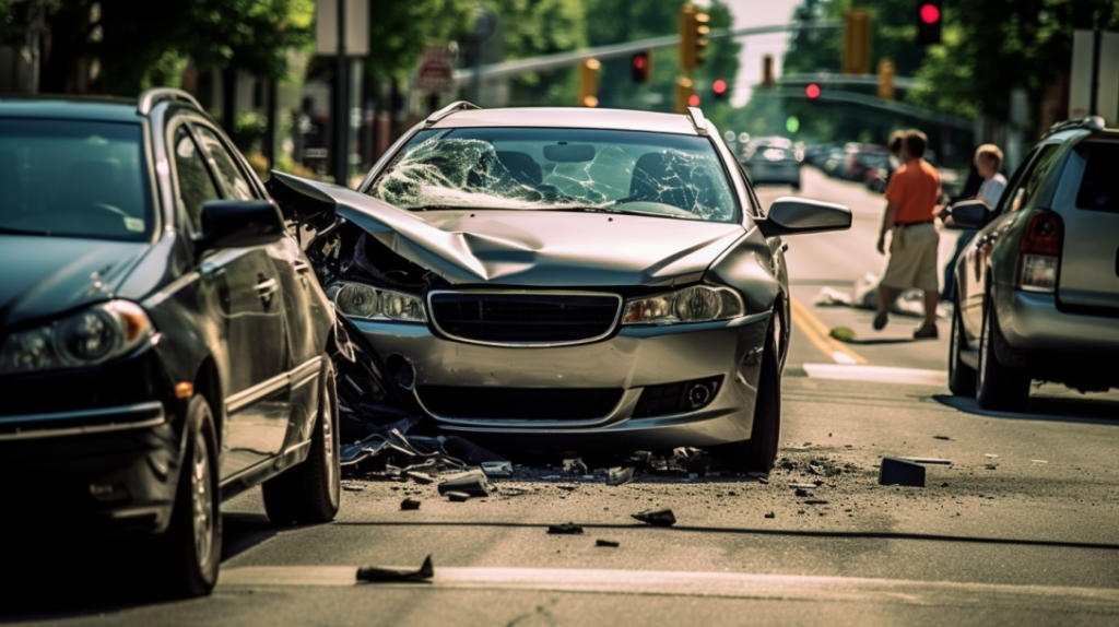 A car accident scene with an uninsured or underinsured driver in Charlotte, North Carolina