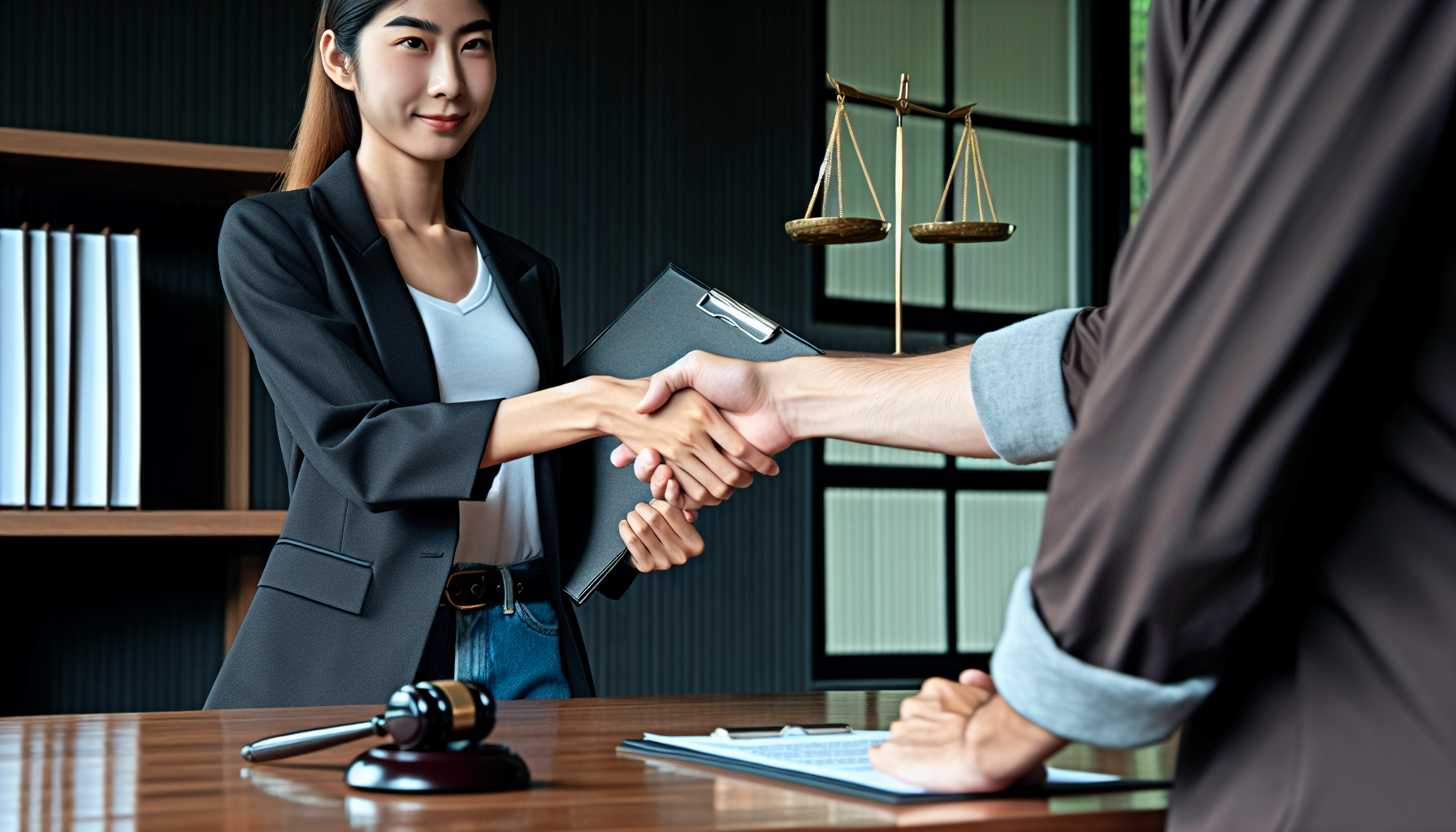An illustration depicting a handshake to symbolize the contingency fee model in personal injury cases.