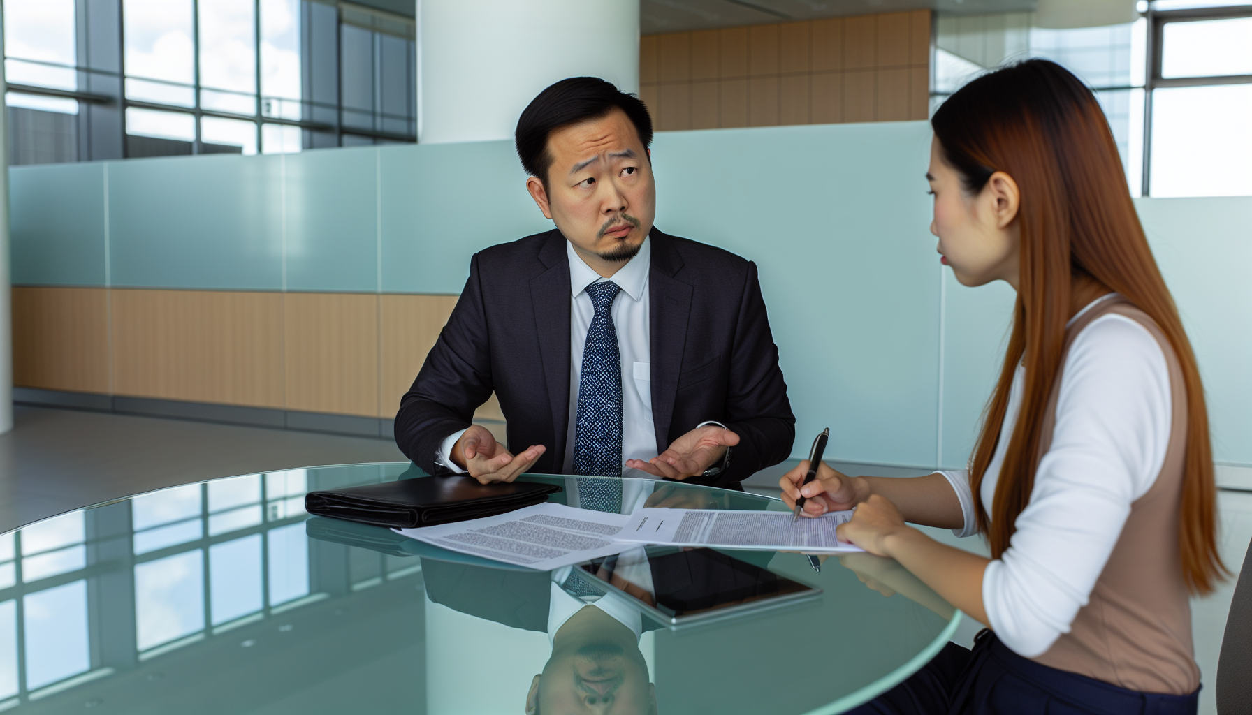 Photo of a person consulting with an insurance adjuster